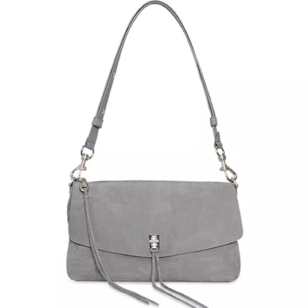 Rebecca Minkoff Gray Leather Shoulder Bag with Tassel